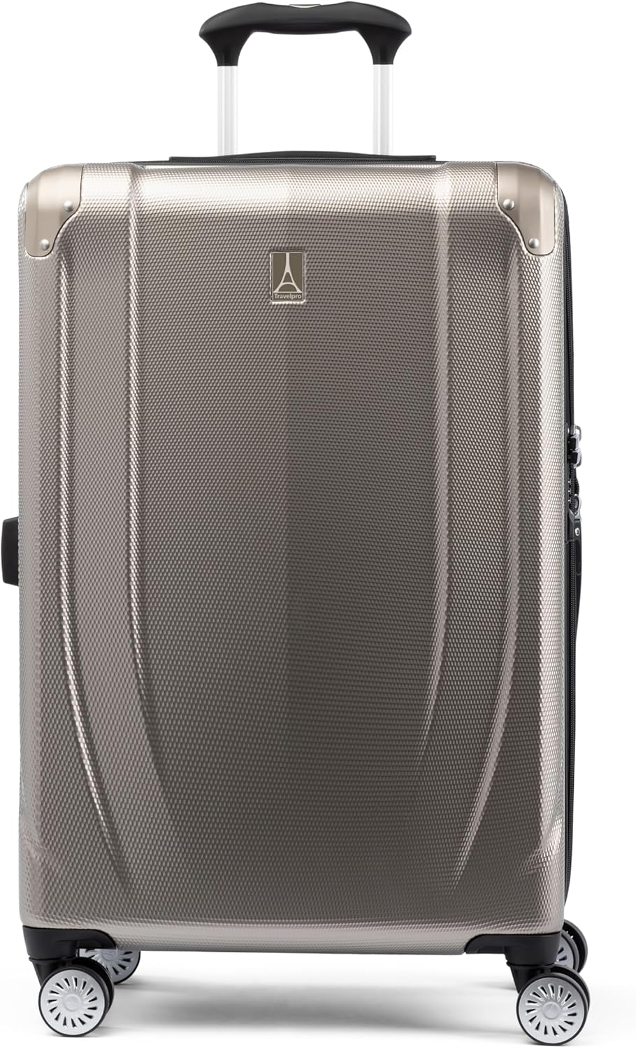 Travelpro Pathways 3 Hardside Expandable Luggage, 8 Spinner Wheels, Lightweight Hard Shell Suitcase, Checked Medium 25 Inch, Champagne