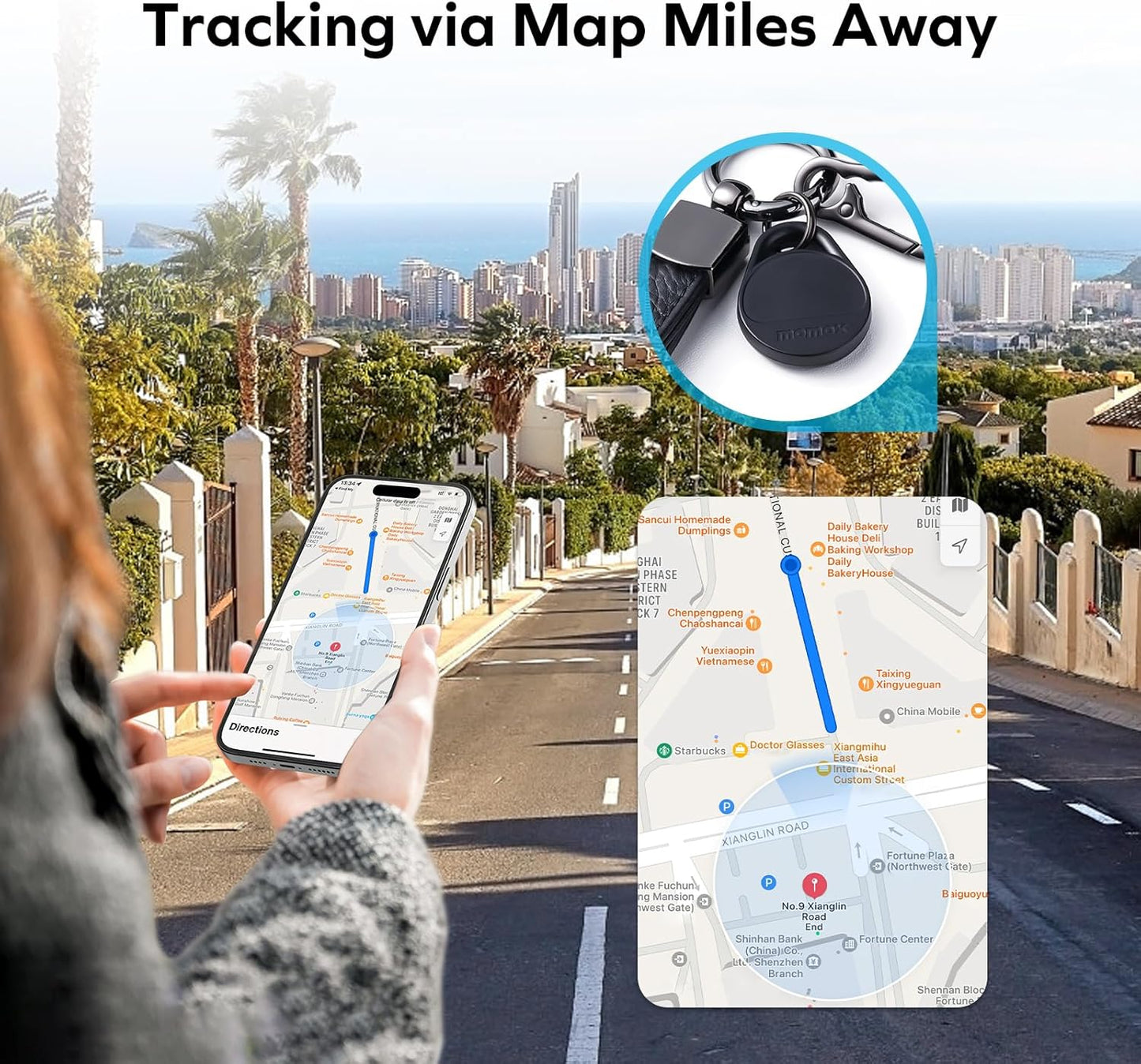 Momax Key Finder Tracker Tag - [Apple MFi Certified] Smart Bluetooth Tracking Device with Find My (iOS Only), Replaceable Battery, DIY Stickers, for Wallets, Luggage, Suitcases, Backpacks, 4 Pack