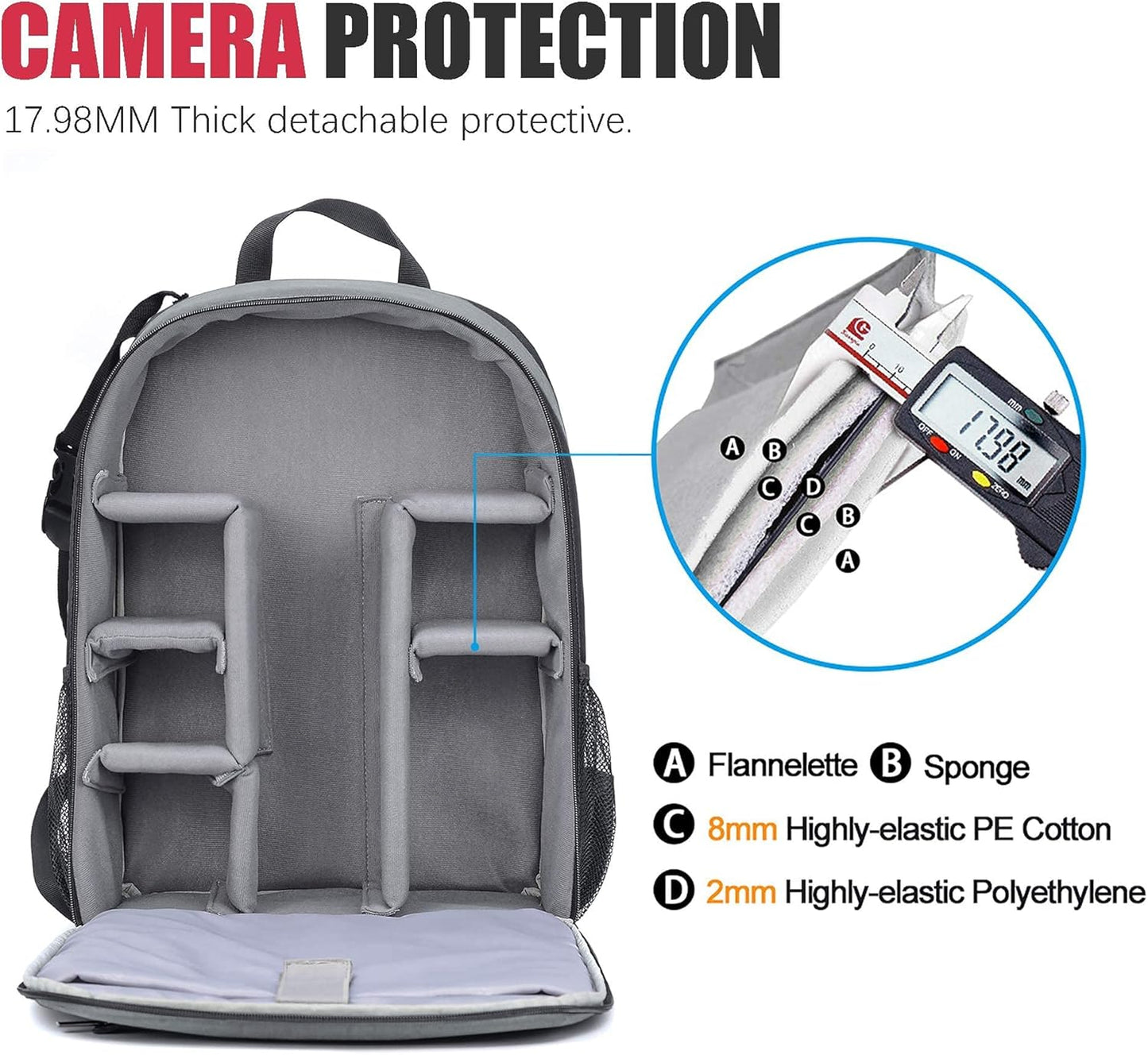 Cwatcun Camera Backpack Professional Camera Bag for Sony Canon Nikon SLR DSLR Mirrorless Camera and Lens Waterproof Camera Case with 14" Laptop Compartment, Tripod Strap Accessories (Ⅱ Small Grey)