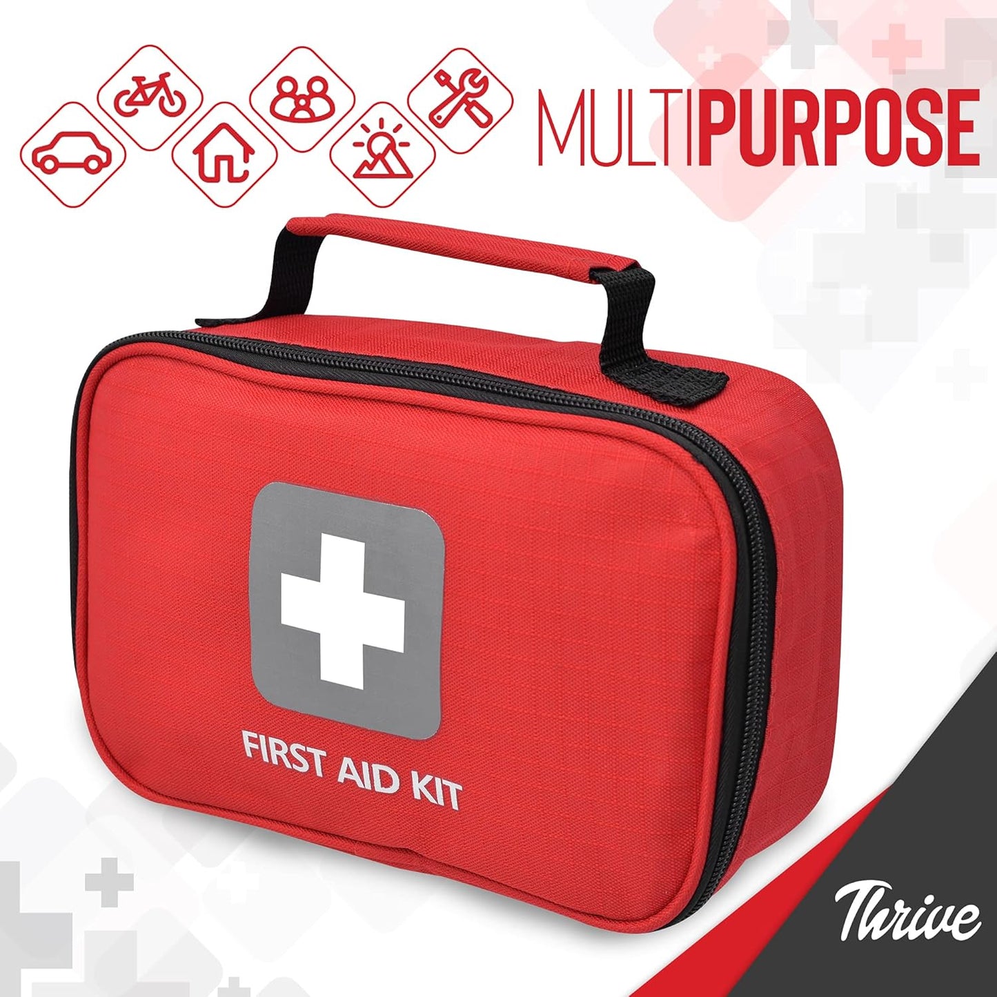 Thrive First Aid Kit (154 Pieces) - Family Safe First Aid Bag Packed w/Hospital Grade Medical Supplies – Emergency kit