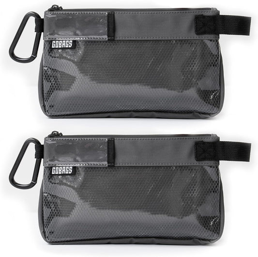 GOBAGS Production Zipper Bags - Electronics & Camera Accessories Bag - Cable organizer, Gear Accessory Pouch, Travel Camera Essentials (Small, Gray, 2 pack)