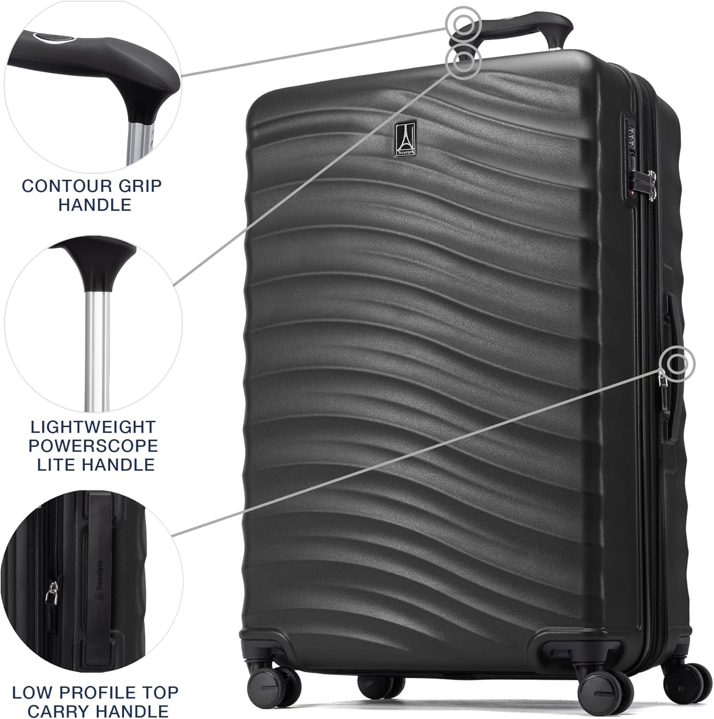 Travelpro Maxlite Air V2 Hardside Expandable Checked Luggage, 8 Spinner Wheels, Lightweight Hard Shell Suitcase, TSA lock, Black, Checked Large 28-Inch