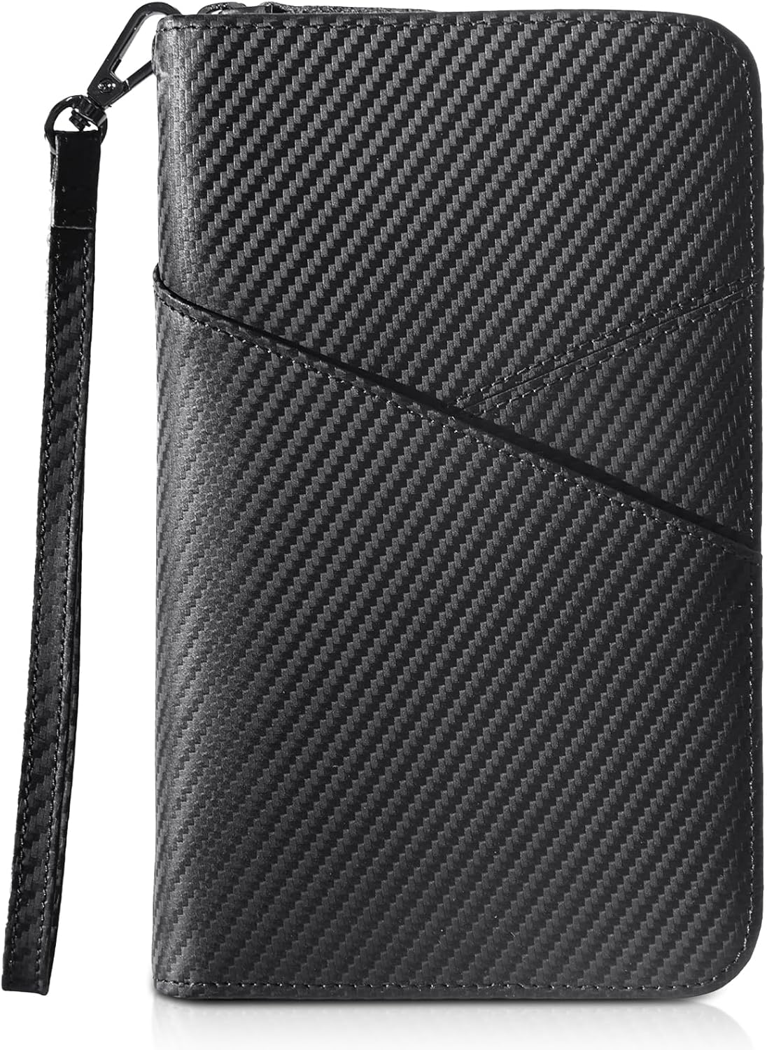 Polare Full Grain Leather Passport Holder With YKK Zipper RFID Blocking Travel Document Organizer Ticket Holder Cover Case Holds 2 Passports (Carbon Black)