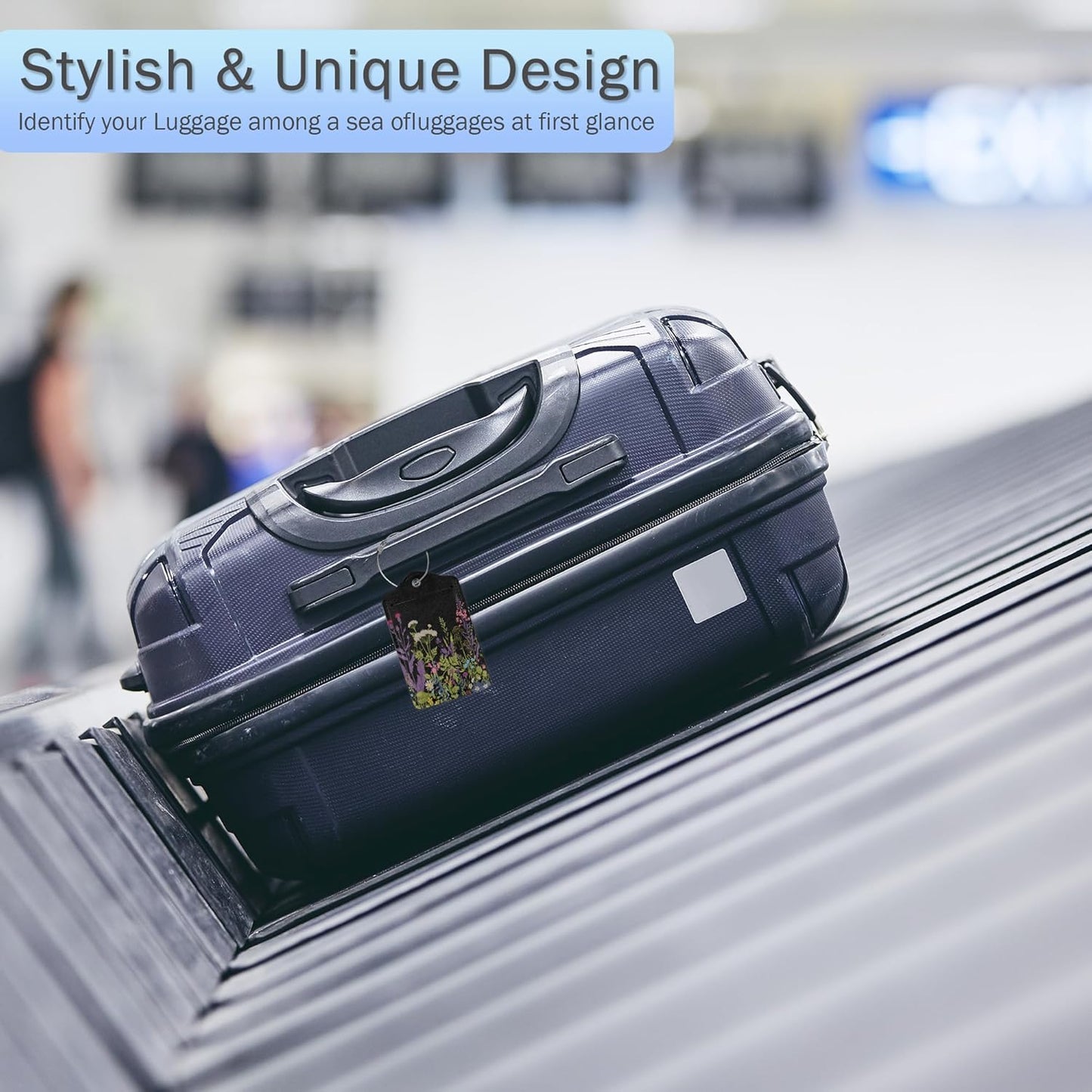 Butterfly Luggage Tags for Suitcase,Colorful Pink Tulip Flowers Luggage Tags of Set 2 Leather Identifiers Privacy Cover with Stainless Steel Loop for Women Men Travel Bag Suitcase