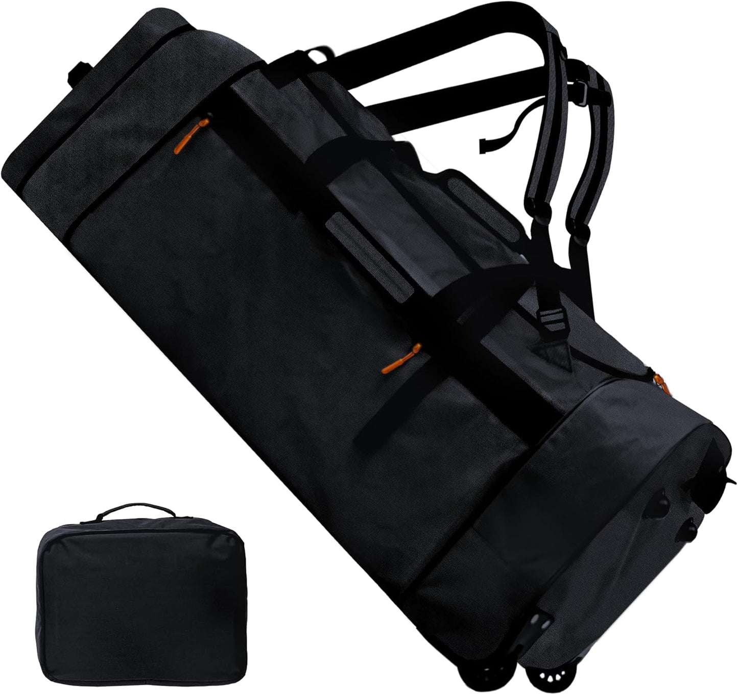 110L/120L Rolling Duffel Bag with Wheels - 28" No-Sag Design for Heavy Loads, Waterproof Travel Duffel w/Shoulder Straps and Dividers, Foldable Lightweight Design for Camping/Cargo/Air Travel