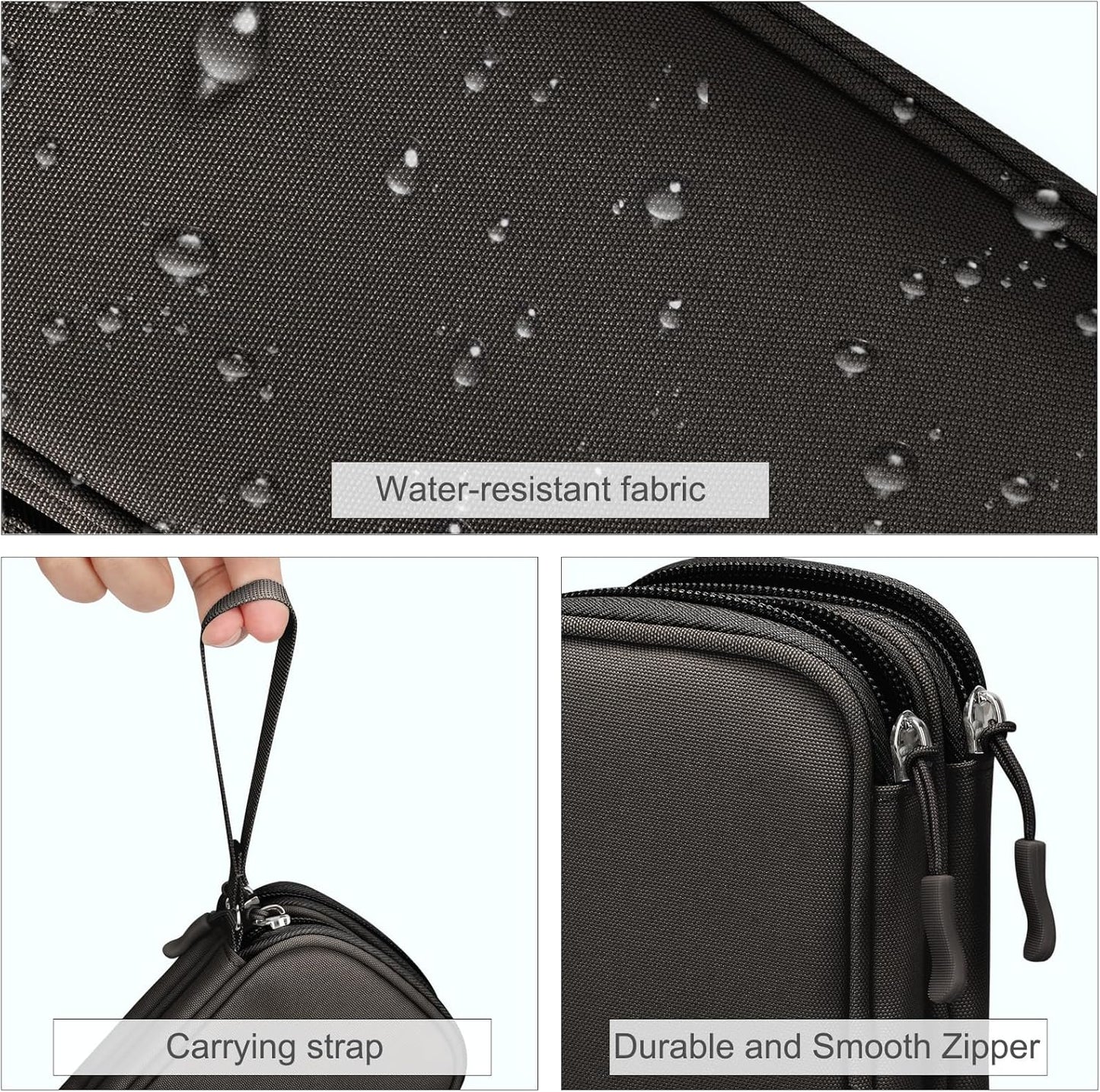FYY Electronic Organizer, Travel Cable Organizer Bag Pouch Electronic Accessories Carry Case Portable Waterproof Double Layers All-in-One Storage Bag for Cable, Cord, Charger, Phone, Earphone Coffee