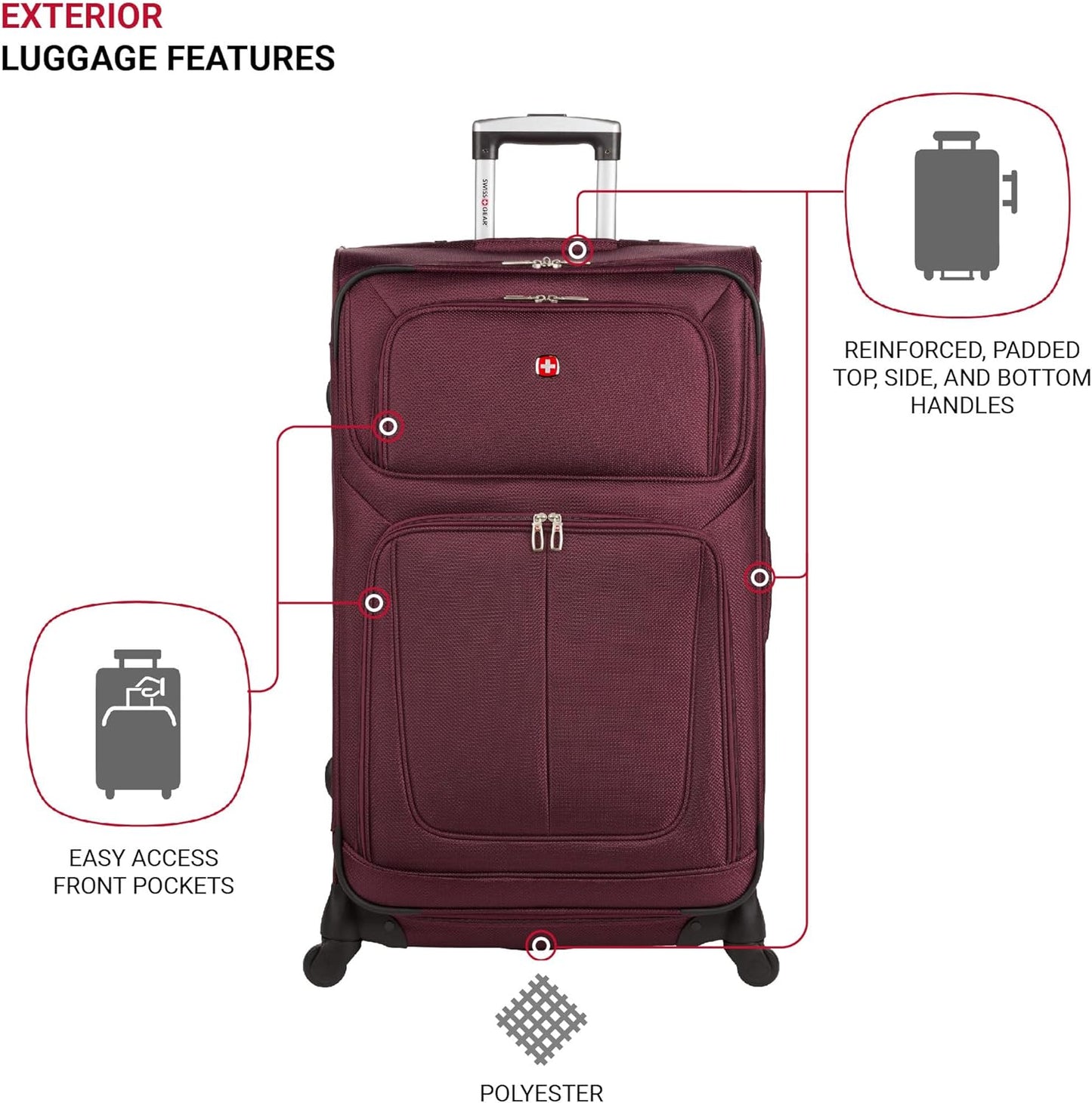 SwissGear Sion Softside Expandable Luggage, Merlot, 2-Piece Set (21/29)