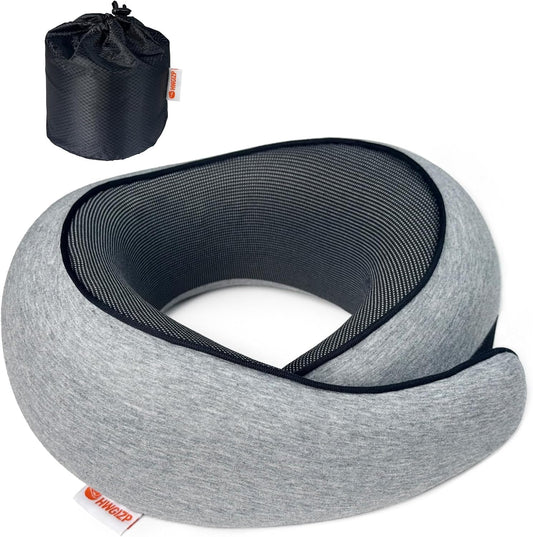 Travel Pillow | High-Density Memory Foam Pillow with 360° Surround Support. Ergonomically Designed. Ideal for Airplane Travel and Home Use.