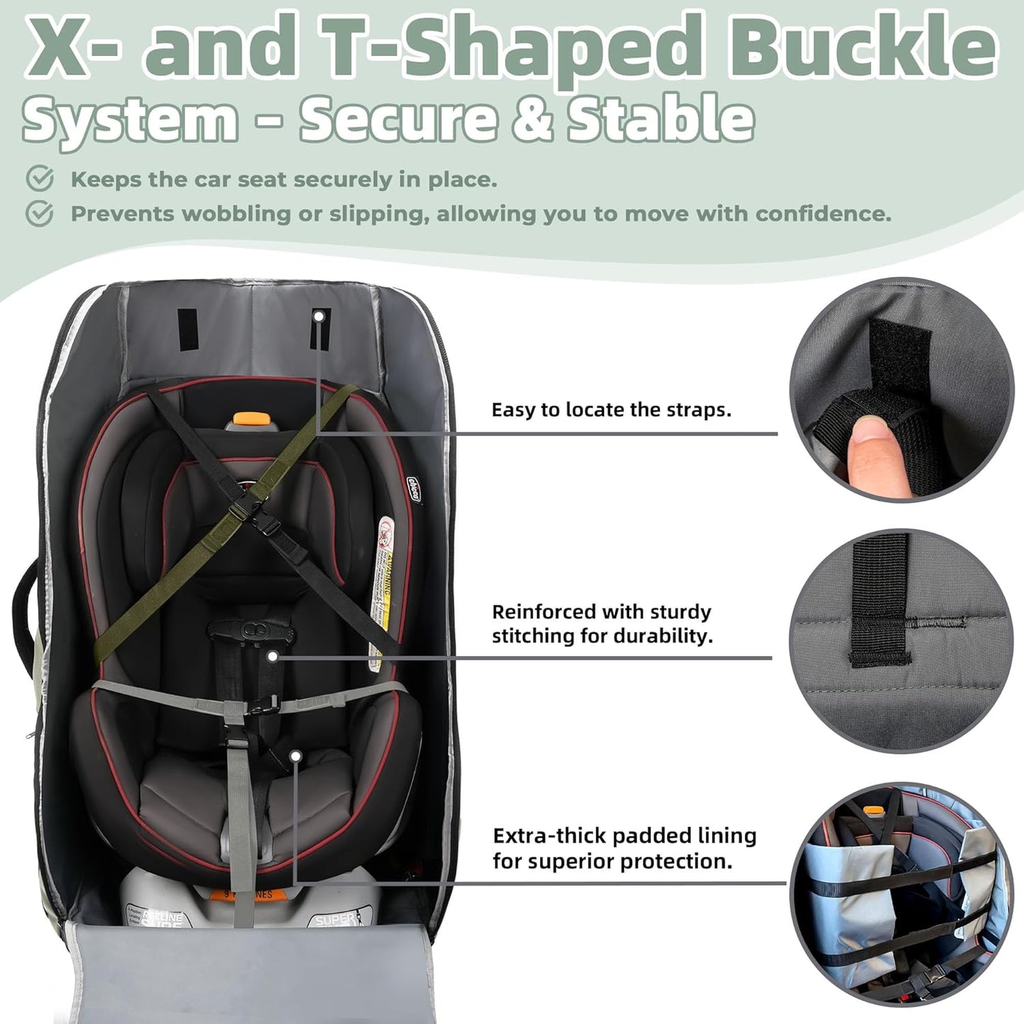 Car Seat Travel Bag for Airplane – Padded Carseat Backpack Carrier for Airport Travel – Fits Convertible & Booster Seats – Waterproof, Durable, Airline Approved – for Parents on the Go