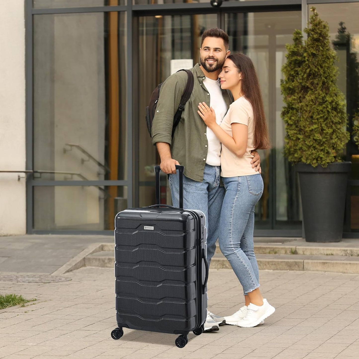 3 Piece Luggage Set, Hardshell Luggage Sets with TSA Lock, PC+ABS Lightweight Suitcase Sets with 360° Spinner Wheels BLACK (20/24/28)