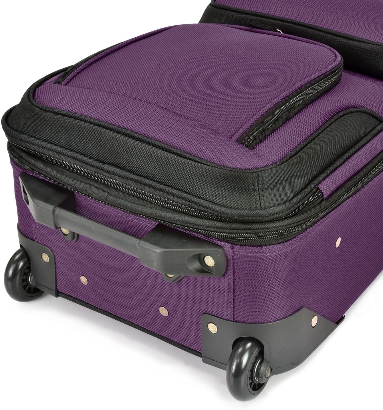 U.S. Traveler Lightweight Rolling 20" Carry On Luggage Softside Suitcase, Purple, 2 Wheel Single