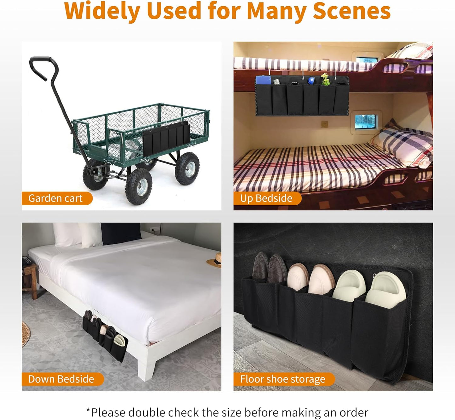 RV Shoe Pockets 6 Large Pockets Heavy Hanging Bedside Storage Organizer with Sturdy Hooks for Shoes, Toys and Tools