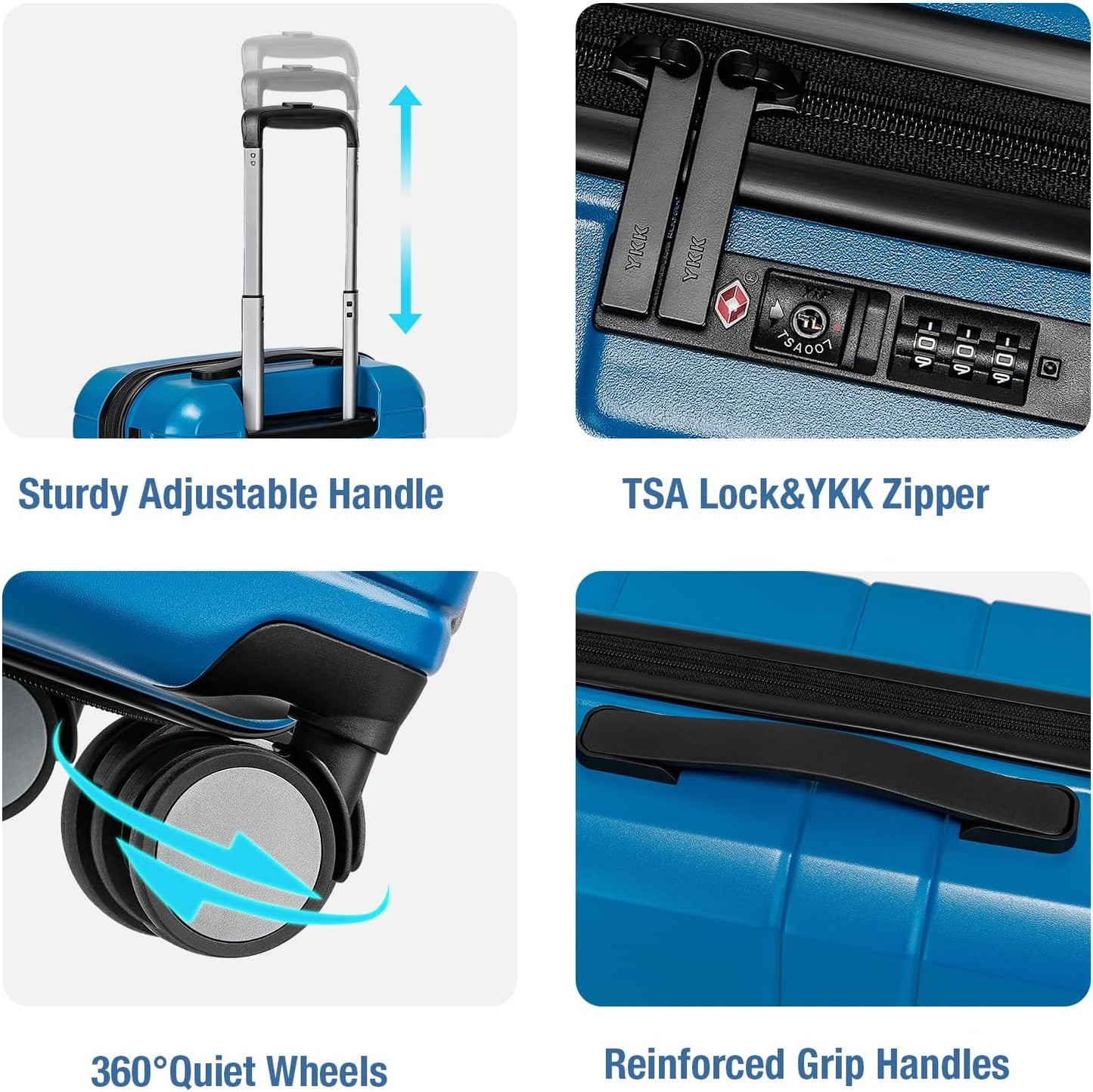 KYME Carry On Luggage 22x14x9 Airline Approved with TSA Lock Hard Shell Carry On Suitcase Lightweight Suitcases with Wheels Small Luggage for Men Women,Carry-On 20 Inch,Lt Blue