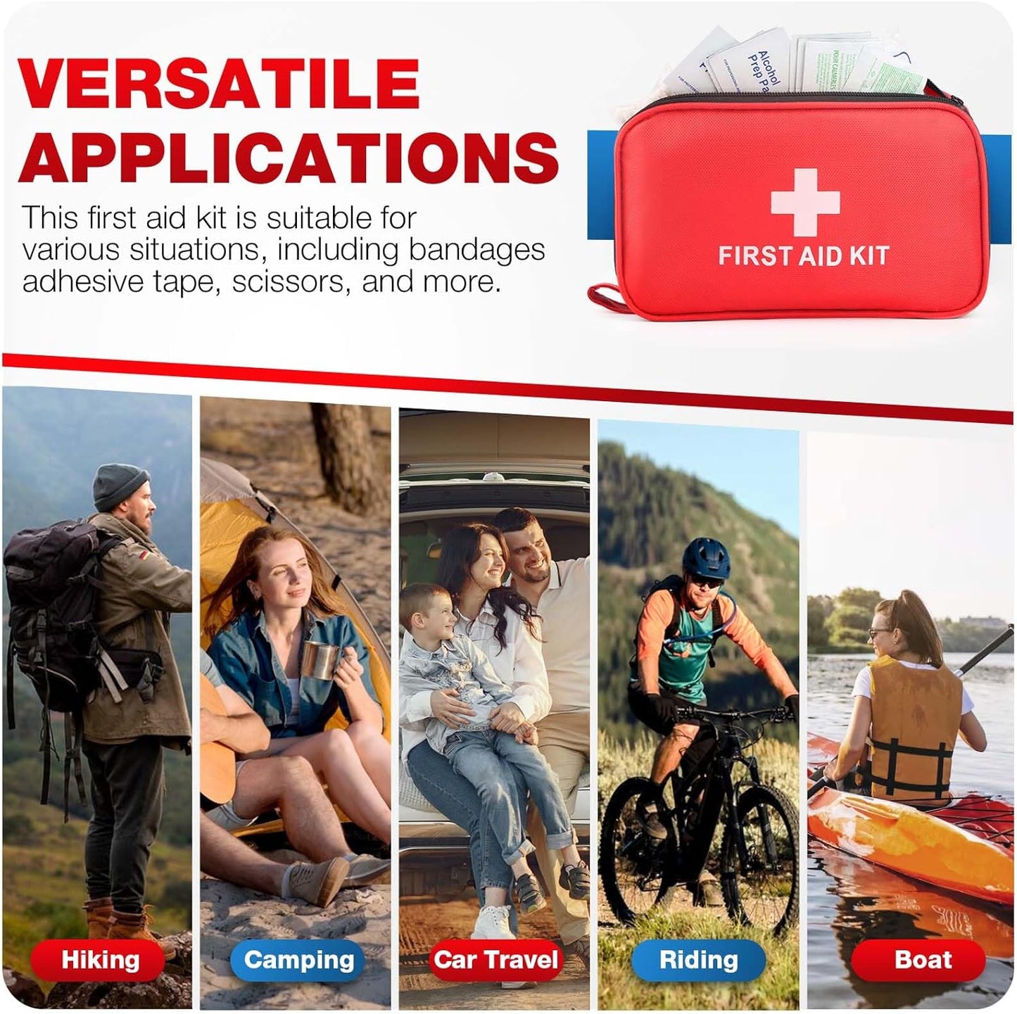 First Aid Kit 194 Piece Emergency Kits for Hiking Camping Trauma Kit for Boat Vehicle Compact Aid Kit for for Home Car Travel Outdoor Survival