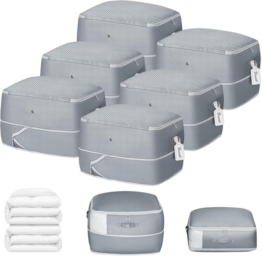 DIMJ Comforter Storage Bag 6 Pack - Blanket Storage Organizer Compression Bags, Large Capacity Ultra Space Saving Self Compression Organize for Bedding, Pillow, Duvet, Sheet Storage with Zipper Window