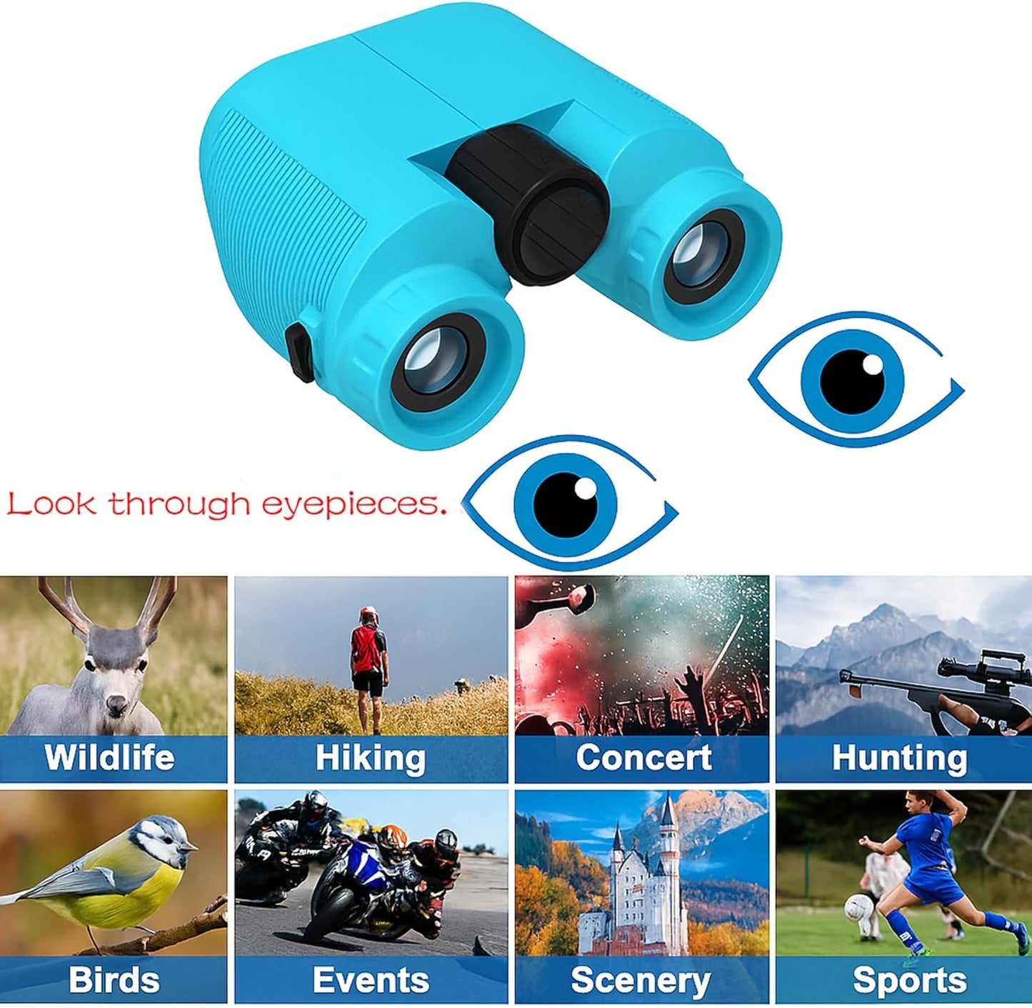 12x25 Compact Binoculars for Adults & Kids, High Powered Lightweight Waterproof Binoculars with Large Eyepiece, Low Light Vision for Bird Watching, Hunting, Travel, and Sightseeing