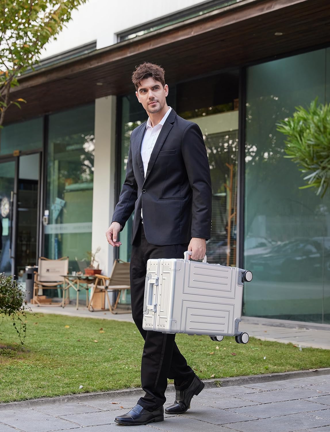 All Aluminum 20'' Luggage with Removable Spinner Wheels,Provide Spare Wheels.Carry on Luggage 22 x 14 x 9 Airline Approved Lightweight Metal Hard Shell Zipperless Suitcase