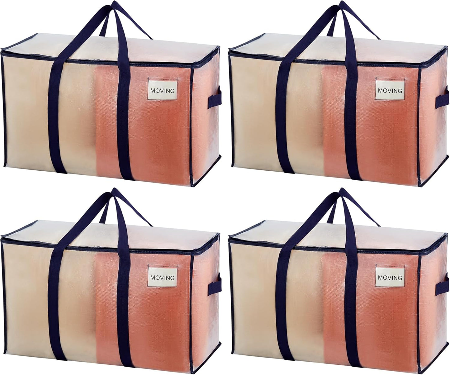 VENO 4 Pack Moving Bags, Heavy Duty, Moving Boxes Alternative, Packing Storage Supplies for Dorm Room Essentials with Zipper for Clothes, Extra Large Totes for Packaging (Clear, 4 Pack)