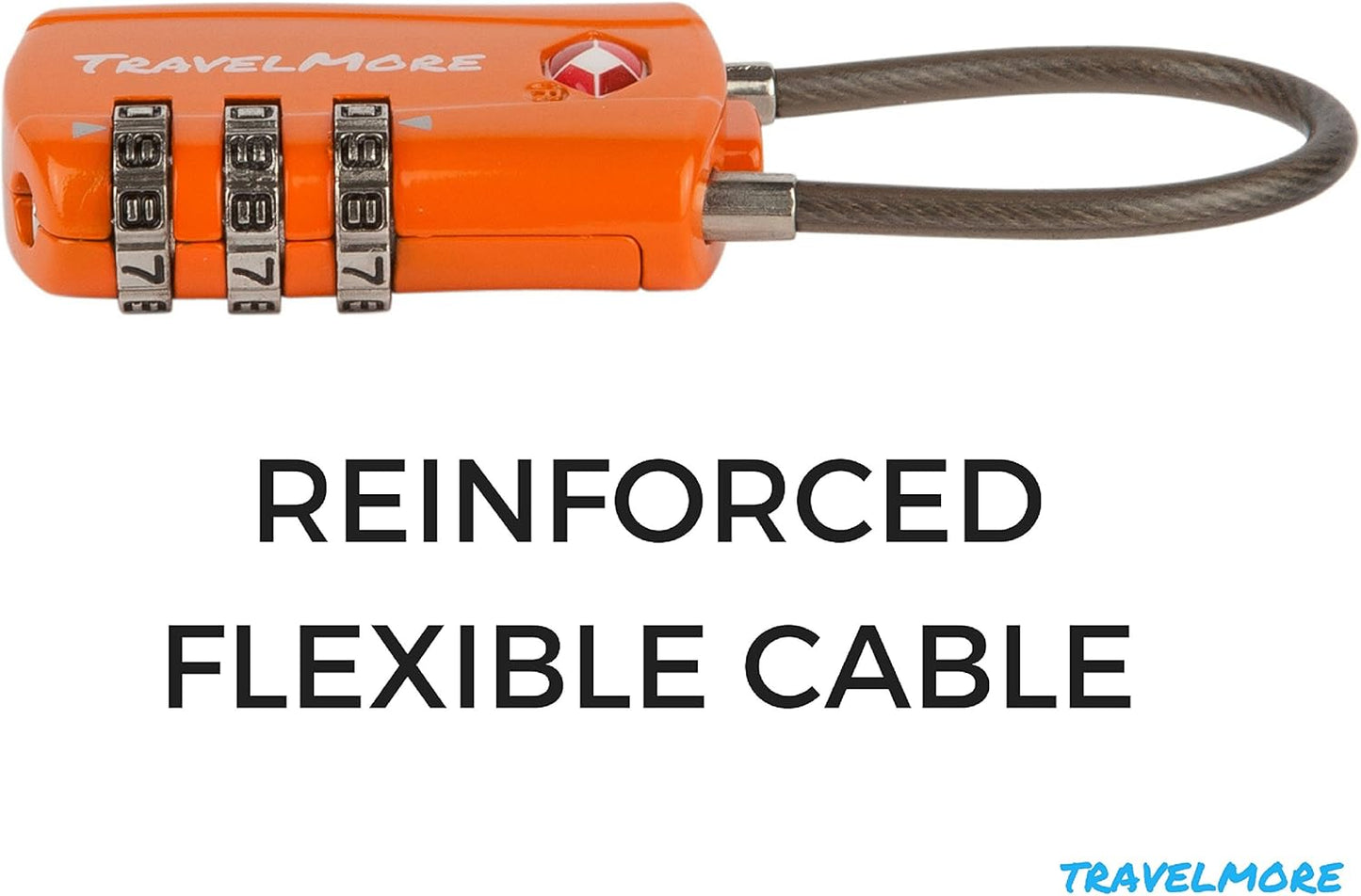 TSA Approved Travel Combination Cable Luggage Locks for Suitcases & Backpacks - 1 Pack of Orange TSA Lock