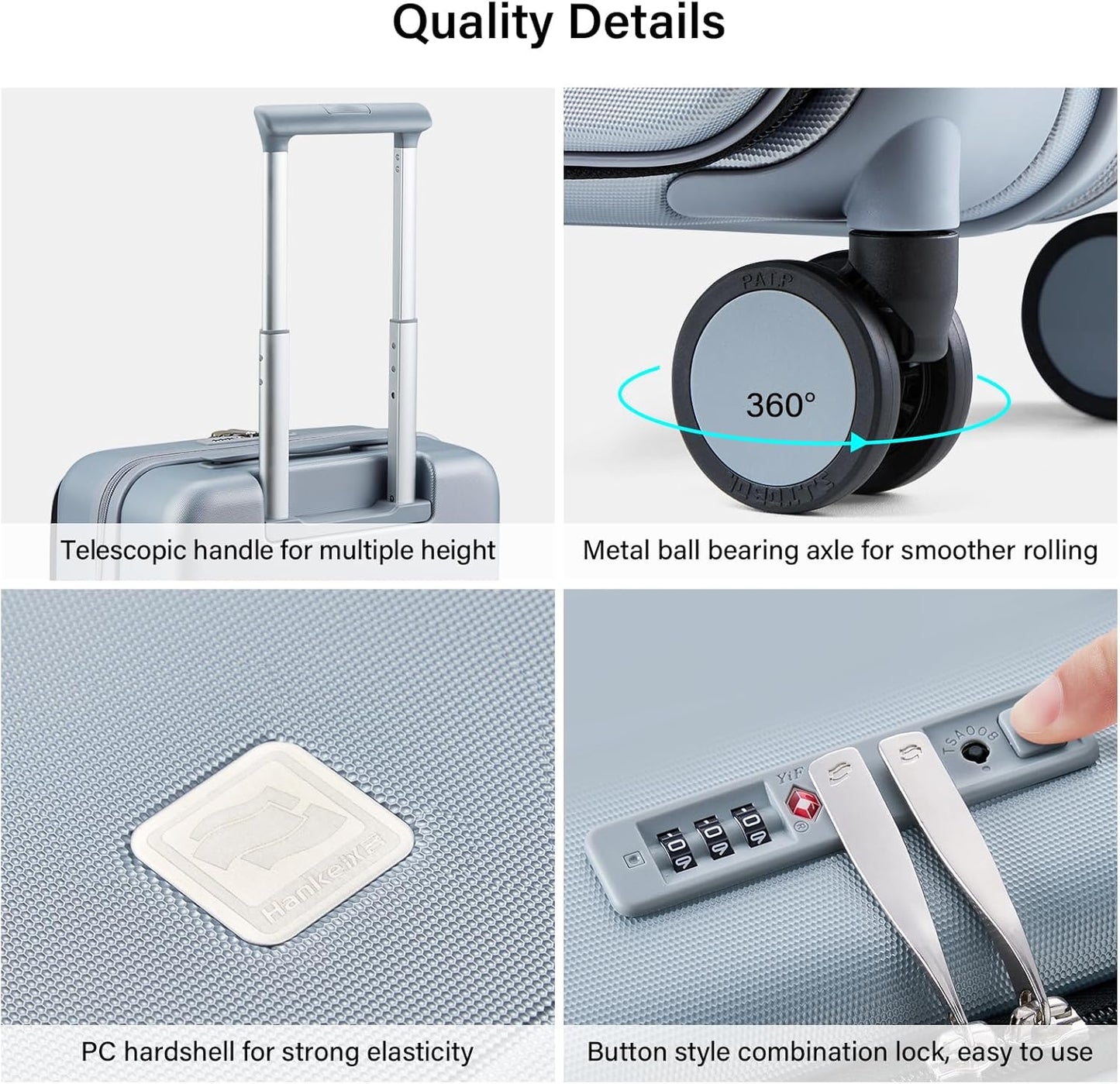 Hanke Hardside Expandable Checked Luggage, 24 Inch Top Opening Trunk Luggages with Spinner Wheels, All-PC Hard Shell Suitcase, Lightweight TSA Checked-Medium(Grey, 83L)