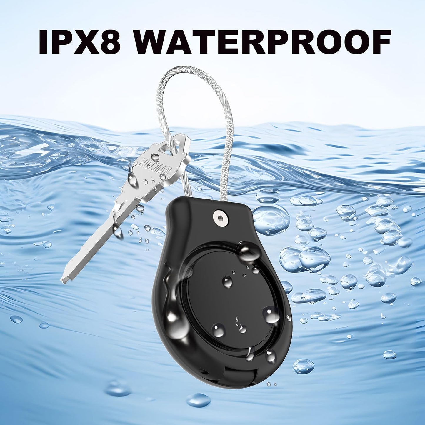 DDJ IPX8 Waterproof for Air Tag Lock Case with Wire Cable, Airtag Keychain Holder [2 Pack], Ultra Durable Anti-Lost Protective Case for Apple Airtags with Keyring for Luggage, Key, Backpack, Pet