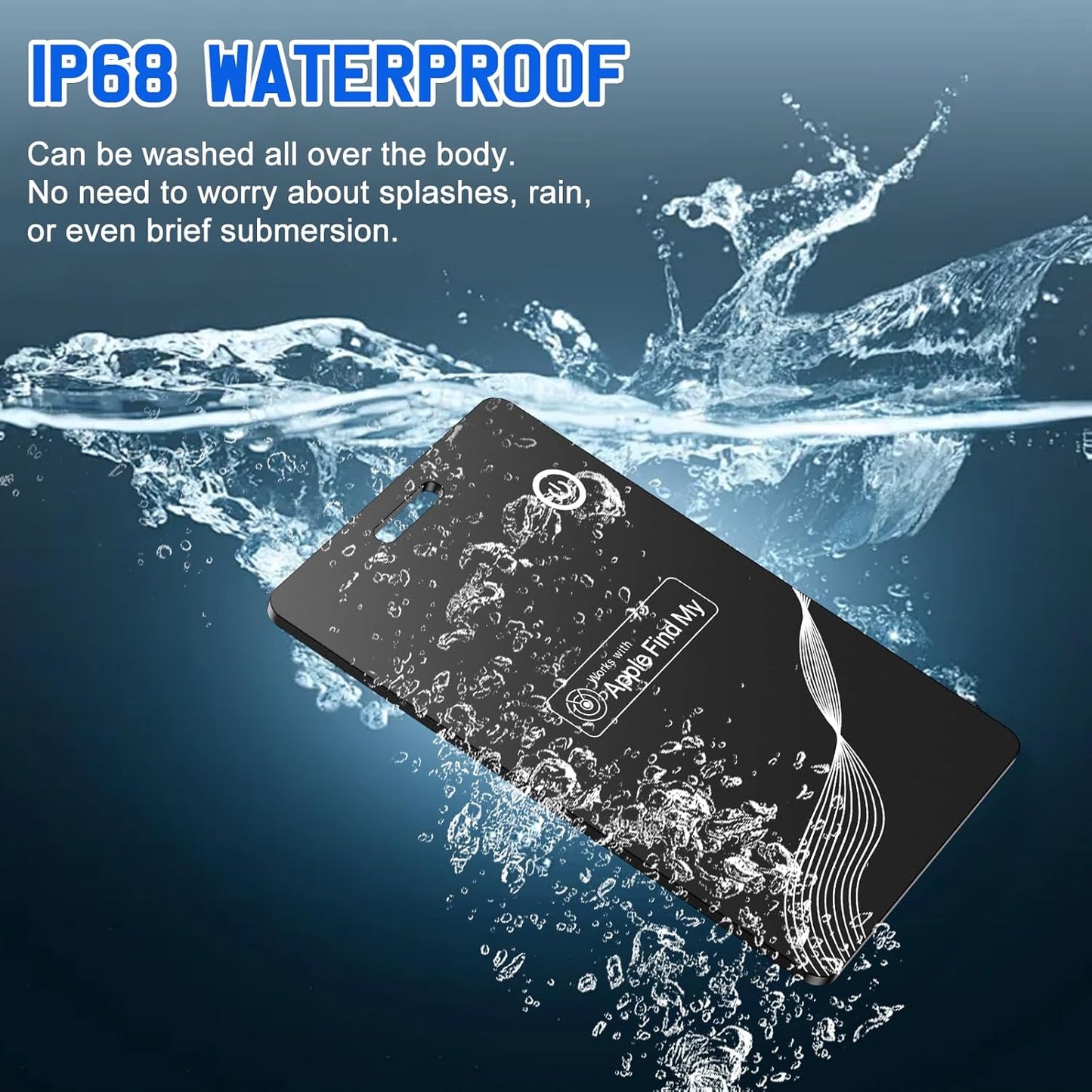 Wallet Tracker Card, Rechargeable Finder, Works With Apple Find My (iOS Only), Thin GPS Item Locator for Wallets, Luggage and More, IP68 Waterproof (Black)