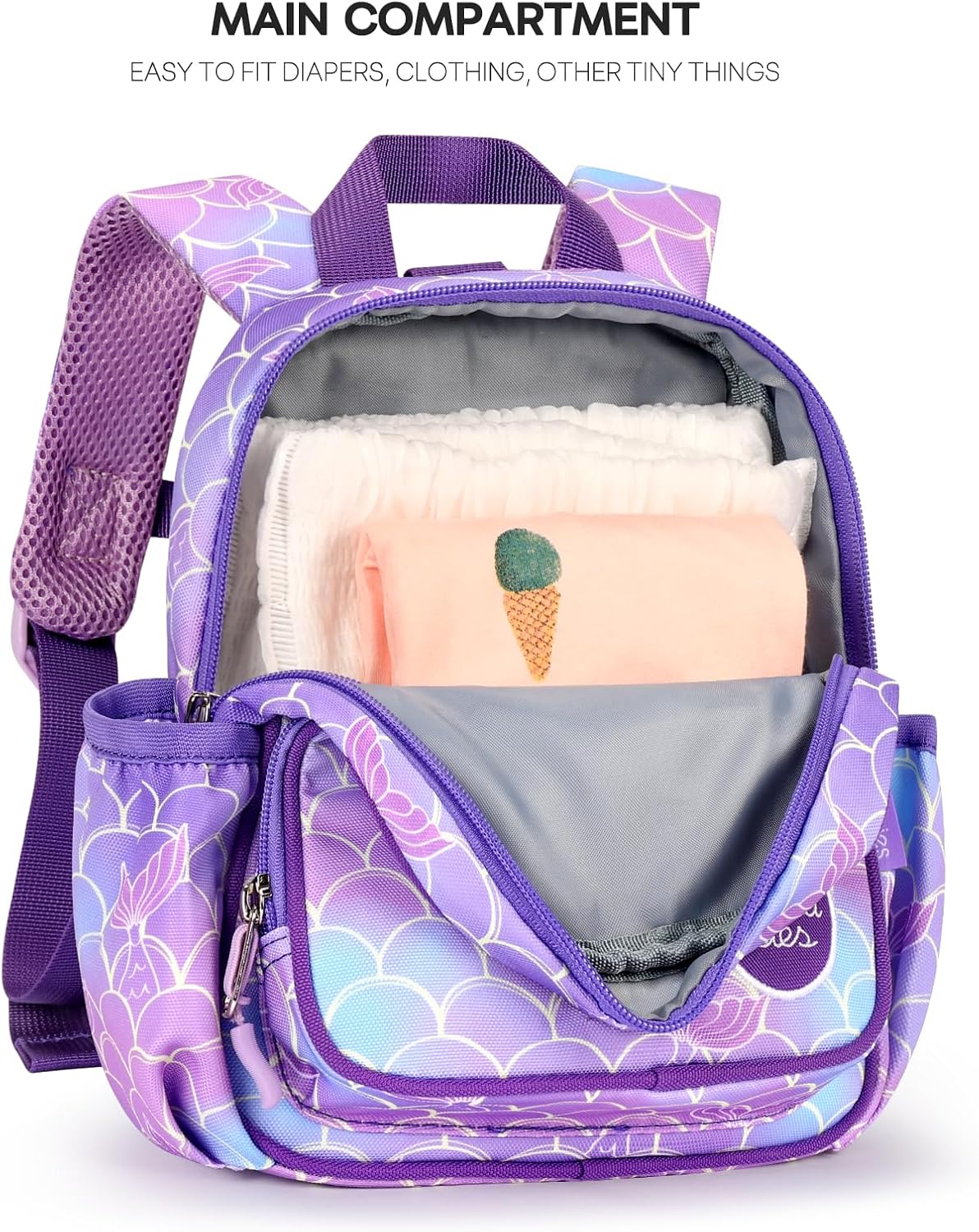 mibasies Backpack Leash for Toddlers 1-3: Baby Backpack for Girls with Anti-Lost Harness - Mermaid Purple