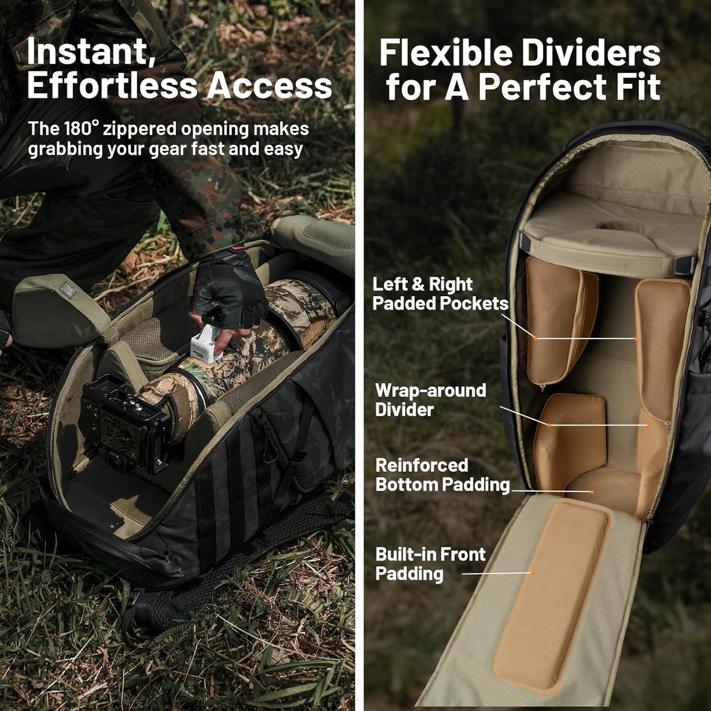 PGYTECH OnePro Super Telephoto Lens Backpack for DSLR and Sony, Nikon, 600/800mm Lens, Professional Photography ST Backpack Canon DSLR with up to 1200 mm, Camera Bag Travel Camera Carrying Case