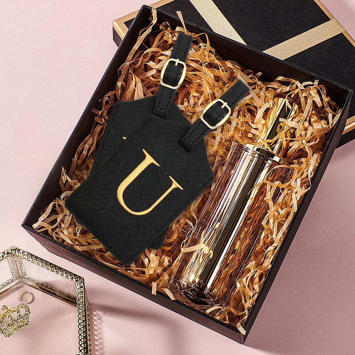 Luggage Tags in PU Leather: Set of 2 for Handbags, Bags & Suitcases - with Name Card & Privacy Cover