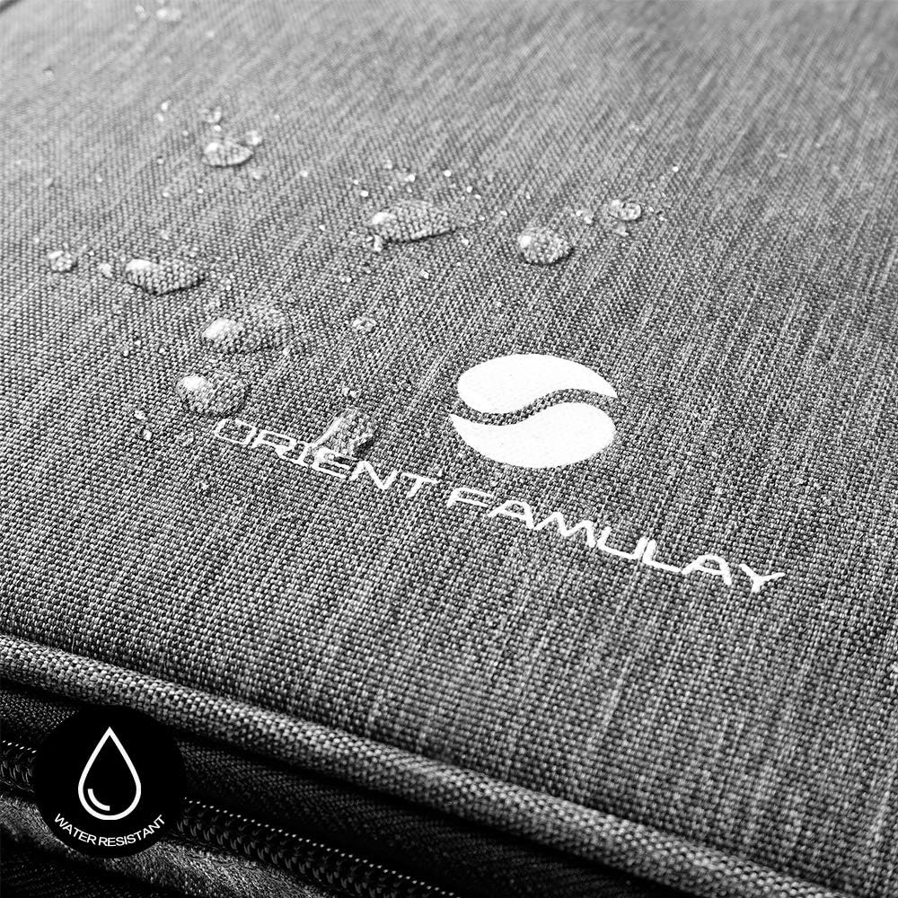 ORIENT FAMULAY Travel Organizer, Waterproof Cable Bag for Electronic Accessories Double Layer Large Shockproof Storage Bag for Cord, Hard Disk, Power Bank, Tablet -Gray