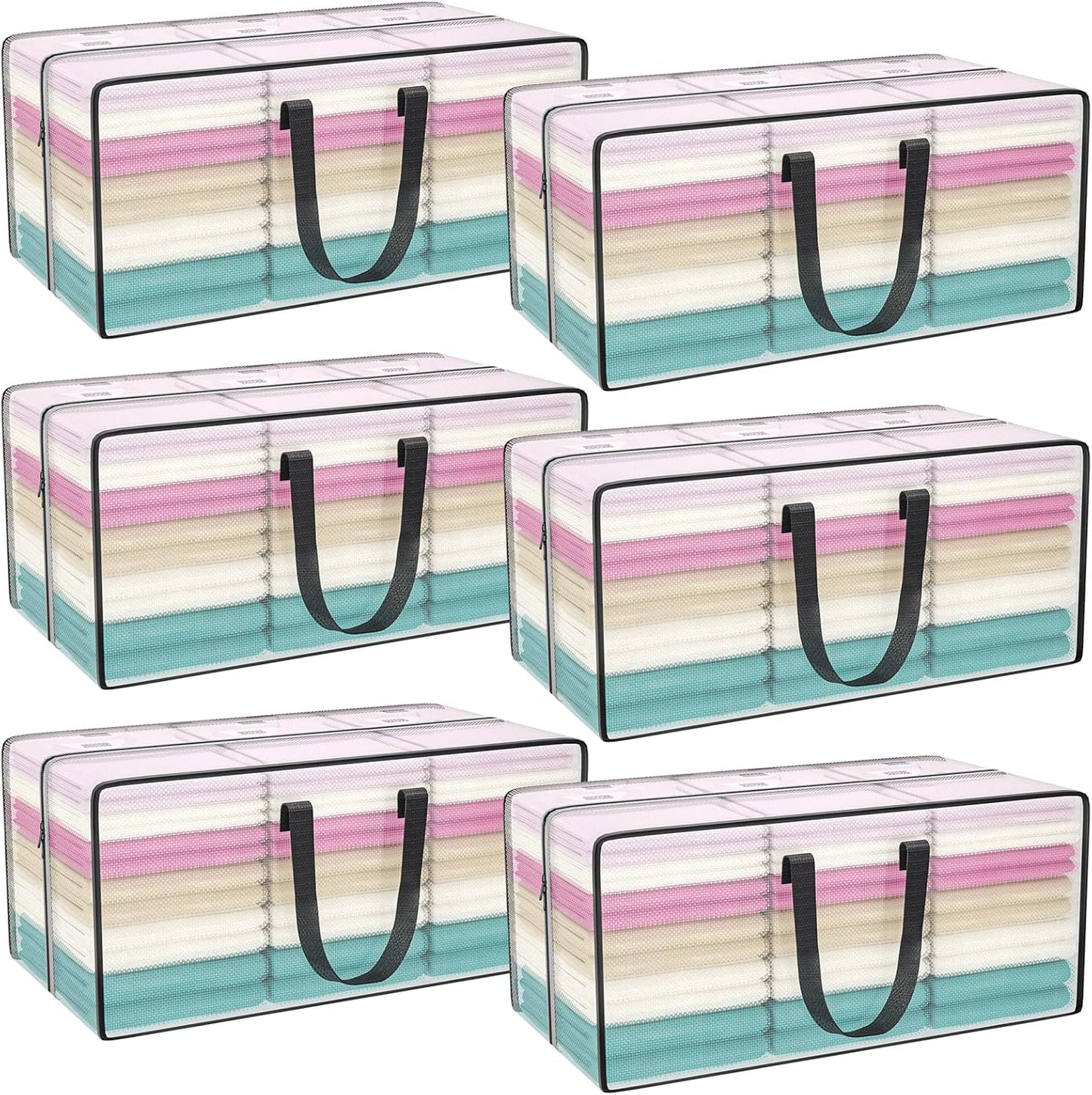 Clear Storage Bags with Zipper, 2 Pack Large Moving Bags Heavy Duty Extra Large, Plastic Storage Totes for Clothes, College dorm Packing Bag with Strong Handles