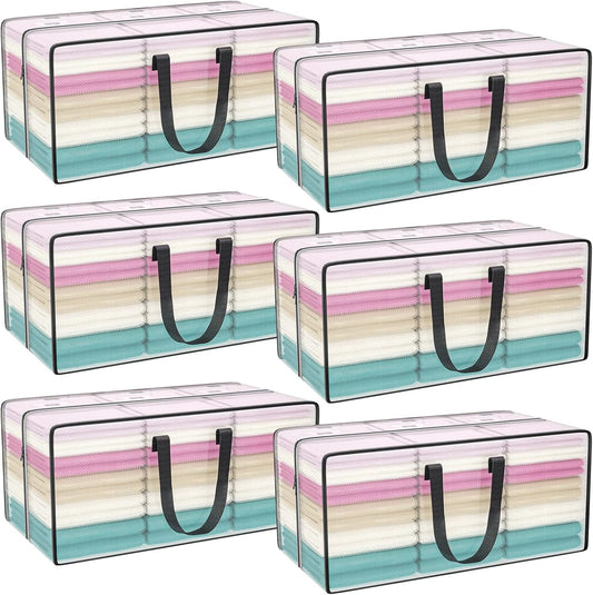 Clear Storage Bags with Zipper, 2 Pack Large Moving Bags Heavy Duty Extra Large, Plastic Storage Totes for Clothes, College dorm Packing Bag with Strong Handles