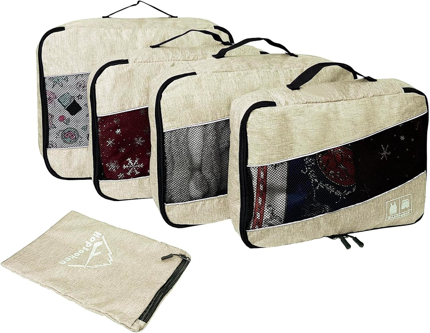 5 Set Packing Cubes for Travel Large Suitcase Luggage Organizer Bags Travel Accessories Vacation 4 Cubes 1 Laundry Pouch Bag