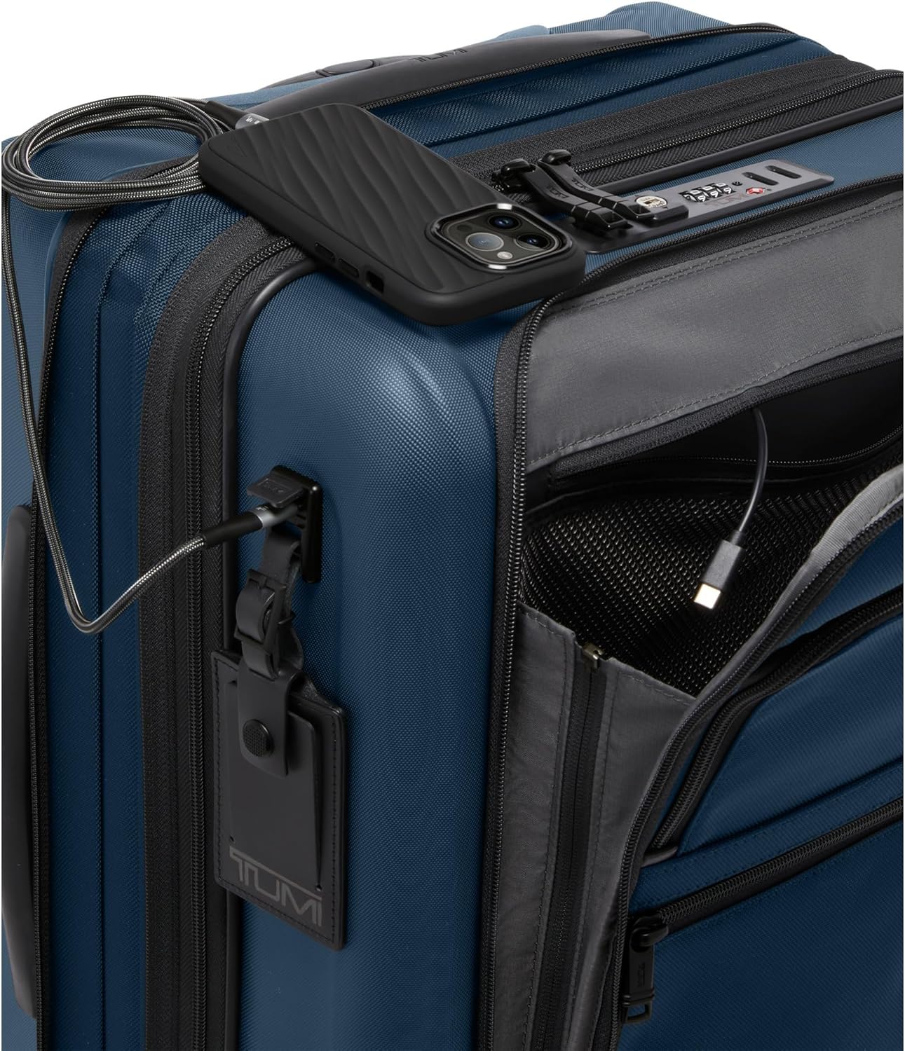 TUMI - Alpha Hybrid Continental Expandable 4 Wheeled Carry-On - Zip Expansion Suitcase for Extended Trips & Weekend Getaways - Navy