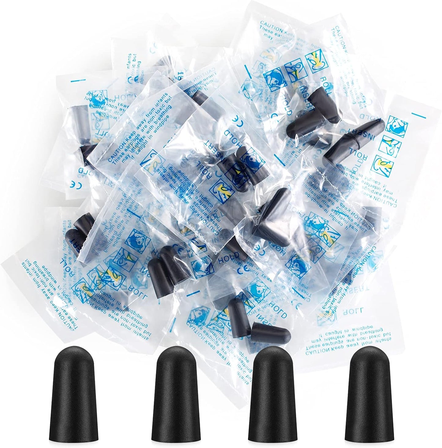 200 Pairs Earplugs for Noise Cancelling Individual Bagged Foam EarPlugs for Sleeping Work Snoring Sound Blocking Construction Loud Noise Reducing Earplugs Black Color
