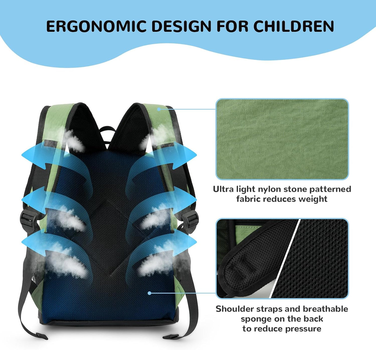 10L Small Size Casual Backpack for Kids Girls Boys Ages 3-9, Mini Waterproof Outdoor Sport Travel Hiking Camping Daypack (Light Blue)