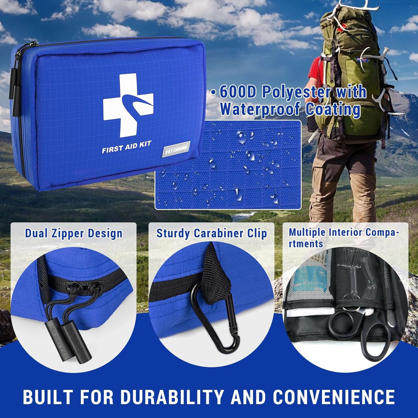 300 PCS First Aid Kit for Home, Car, Travel, Camping, Hiking, Truck, Office, Businesses, Sports & Outdoor, Premium Waterproof Compact Trauma Medical Kits for Any Emergencies