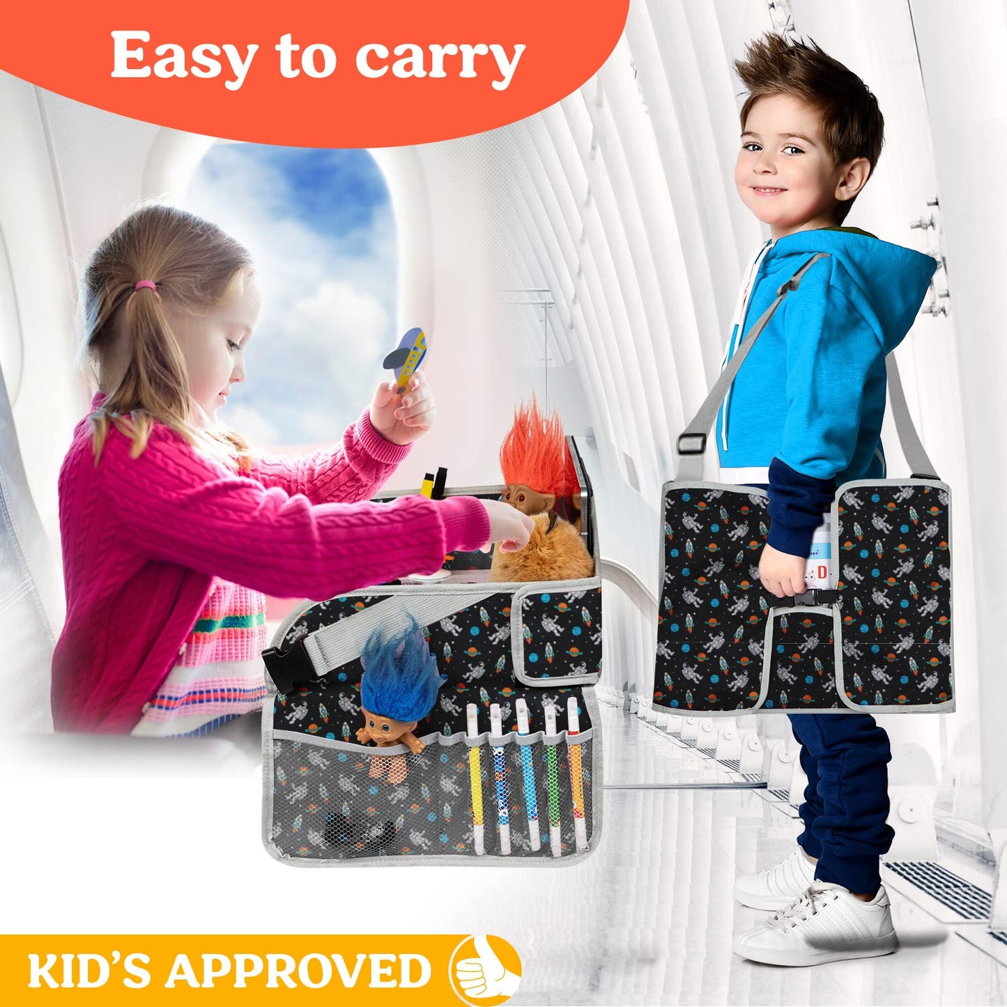 PILLANI Kids Travel Tray for Car - Car Seat Tray for Kids, Roadtrip Essentials, Carseat Table Tray for Kids Road Trip Activities - Toddler Lap Desk Organizer for Airplane