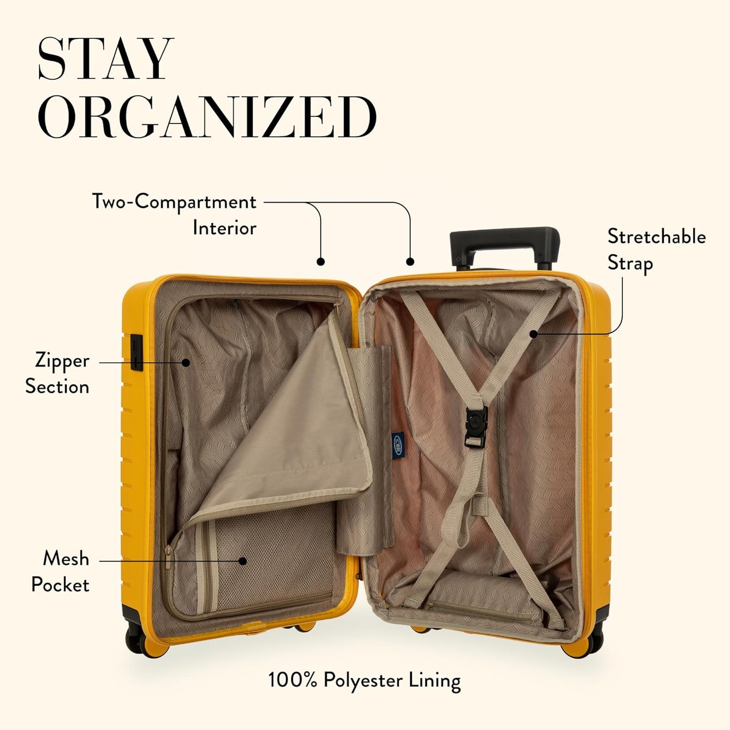 Bric's B|Y Ulisse Spinner Carry-On Suitcase, Lightweight Expandable Hard Shell Luggage with TSA Lock and Smooth 360° Wheels 21 Inch – Mango