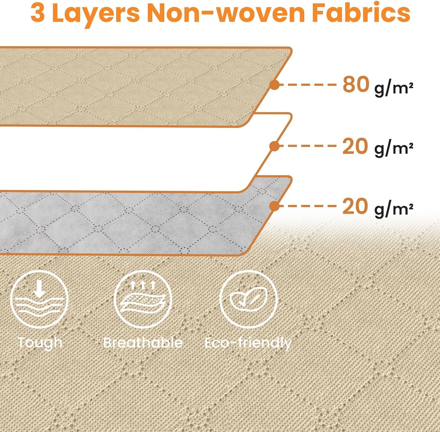 Fab totes 24 Gallons Clothes Storage, Foldable Thick Fabric Blanket Storage Bags, Containers for Organizing Bedroom, Closet, Clothing, Comforter, Organization with Handle (6 Pack,Beige)