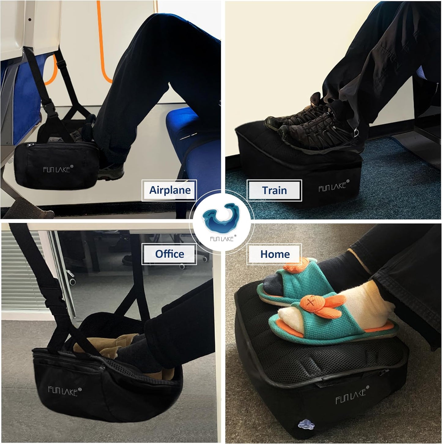 2-in-1 Airplane Footrest Pillow - Inflatable Travel Foot Hammock & Cushioned Foot Pad for Ultimate Comfort on Flights, Travel Accessories, Portable Foot Rest for Flights