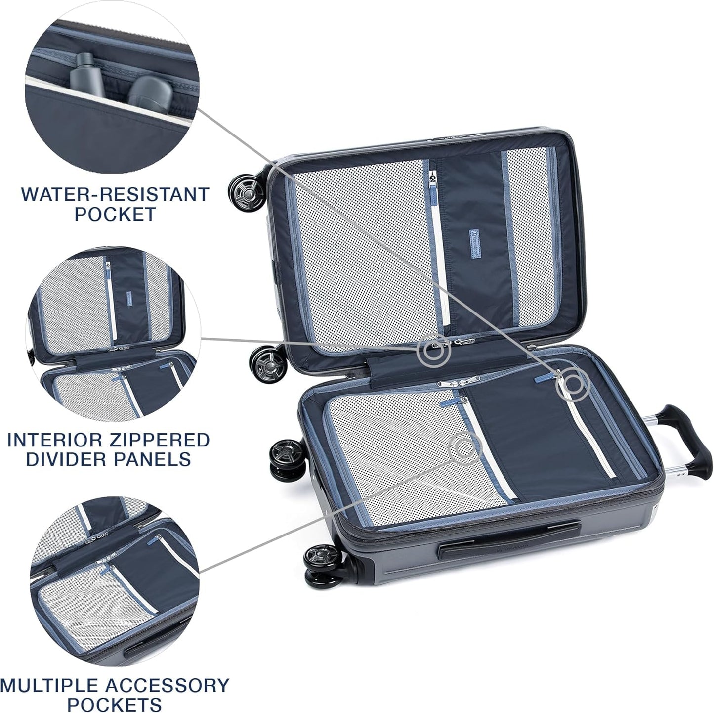 Travelpro Platinum Elite Hardside Expandable Carry on Luggage, 8 Wheel Spinner, TSA Lock, Hard Shell Polycarbonate Suitcase, Vintage Grey, Compact Carry on Laptop Pocket 20-Inch