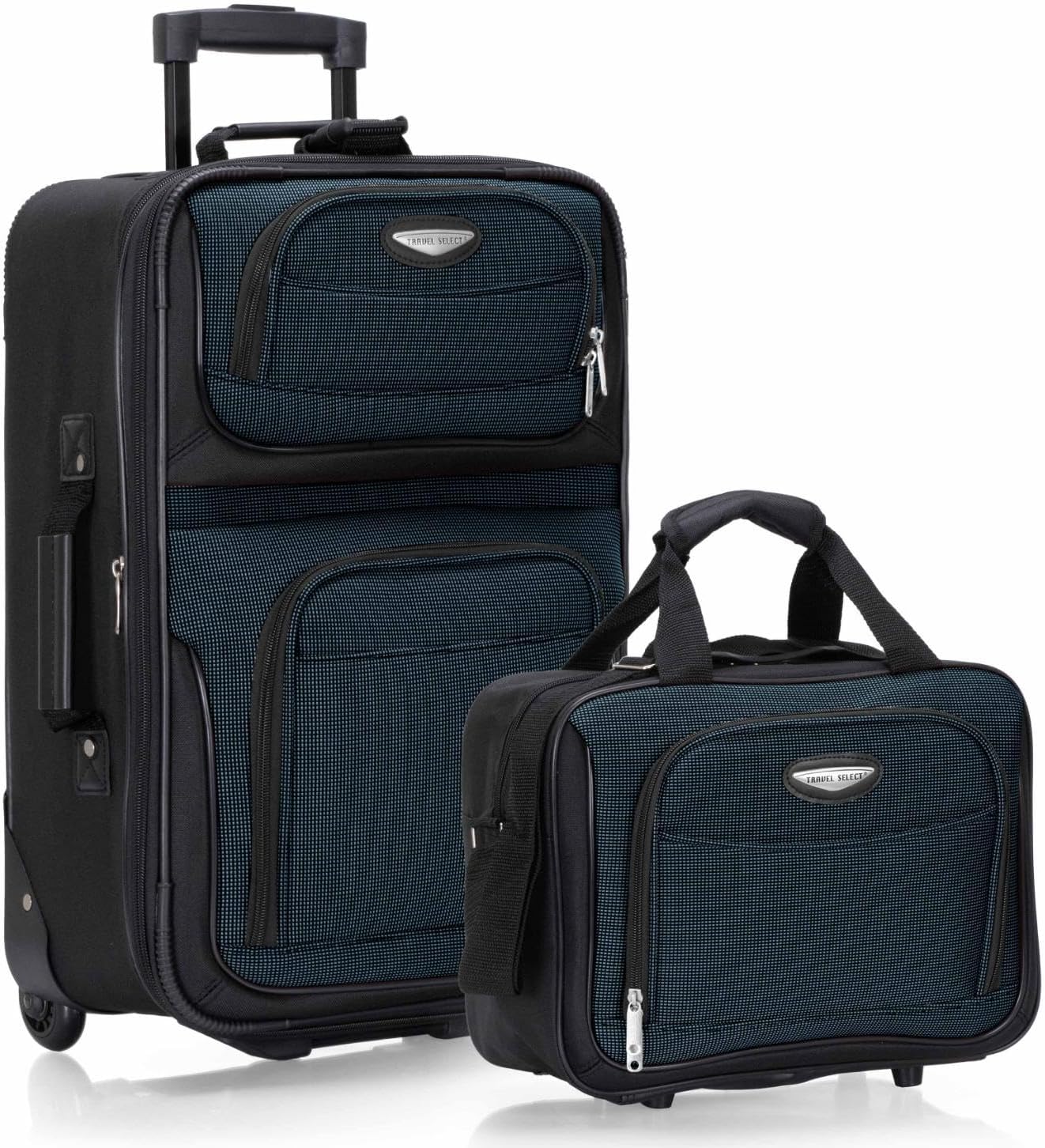 Travel Select Amsterdam 2-Piece Softside Expandable Rolling Luggage Set, 2-Wheel Suitcase with Travel Tote, Lightweight Durable Polyester, Navy