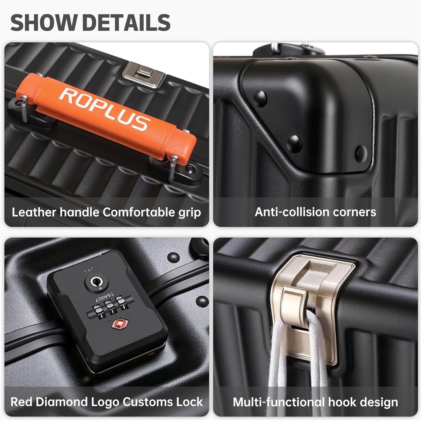 Aluminium Frame Checked- In Luggage with Smooth Jelly Wheels, Hardside Zipperless Rolling Suitcase with TSA Lock (BlackOrange, 28-Inch)