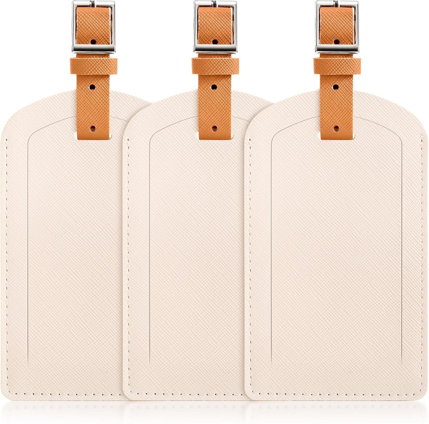 3 Pack Luggage Tags for Suitcases, TSA Approved Bag Tags, Baggage Tags with Privacy Protection, Travel Essentials Luggage Accessories, Ivory & Brown