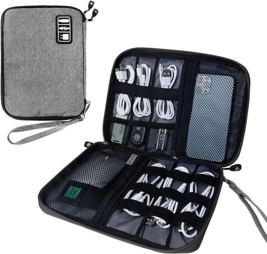 Electronics Travel Organizer,Portable Waterproof Electronic Travel Storage Bag for Small Charging Cord Storage,Charger,Small Electronics,SD Card etc,for Travel,Business -Grey Black