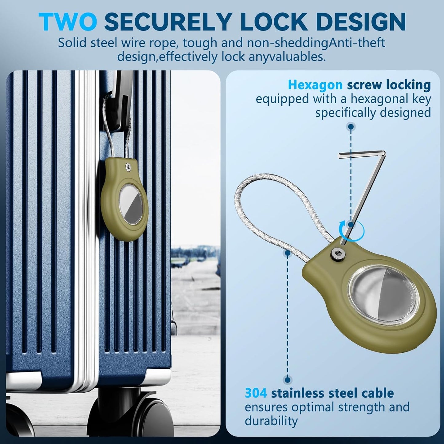 Waterproof Airtag Holder,Airtag Case with Secure Lock,Airtags Keychain for Apple Airtag,Anti-Lost Protective Cover Air tag Accessories for GPS Item Finder Tracker Luggage,Key,Pet,Cat Dog,Cedar Green