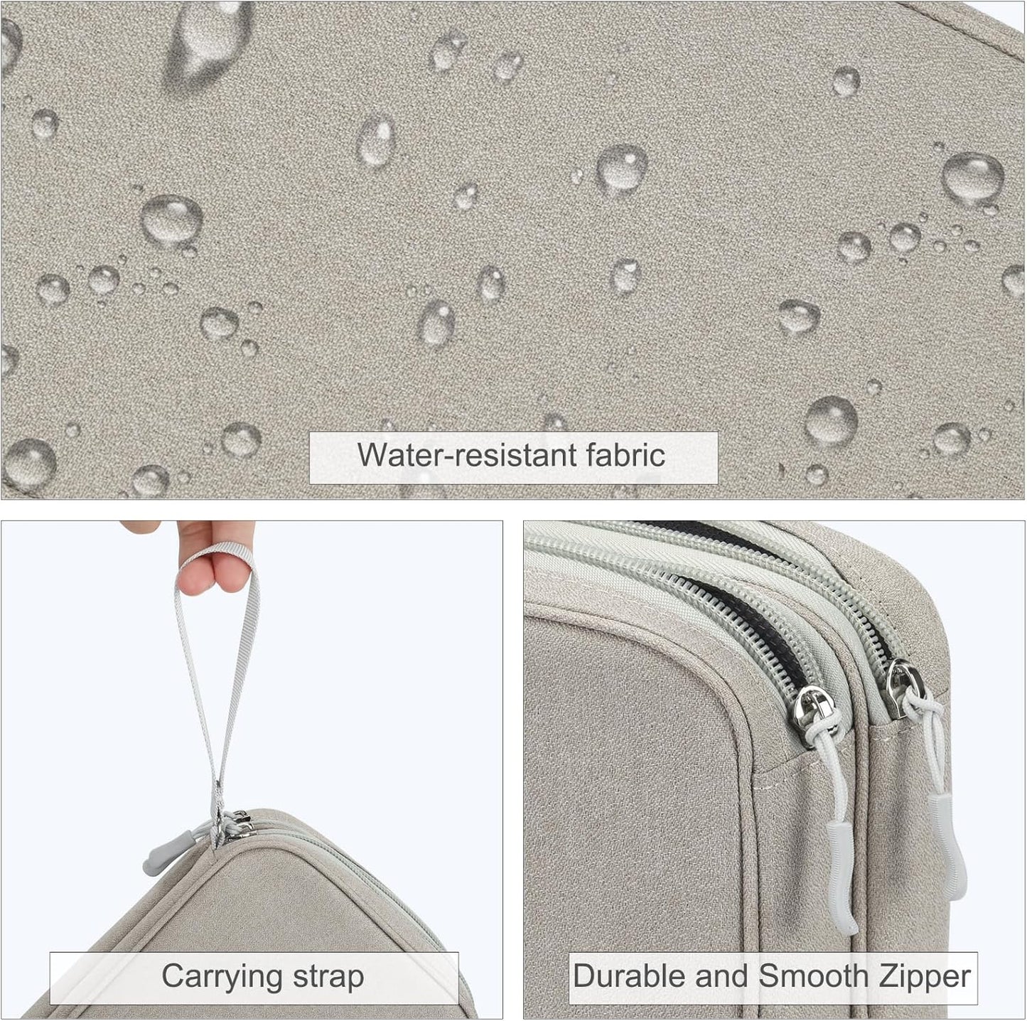 FYY Electronic Organizer, Large Travel Cable Organizer Bag Pouch Electronic Accessories Carry Case Portable Waterproof Double Layers All-in-One Storage Bag for Cable, Cord, Charger, Phone, Khaki