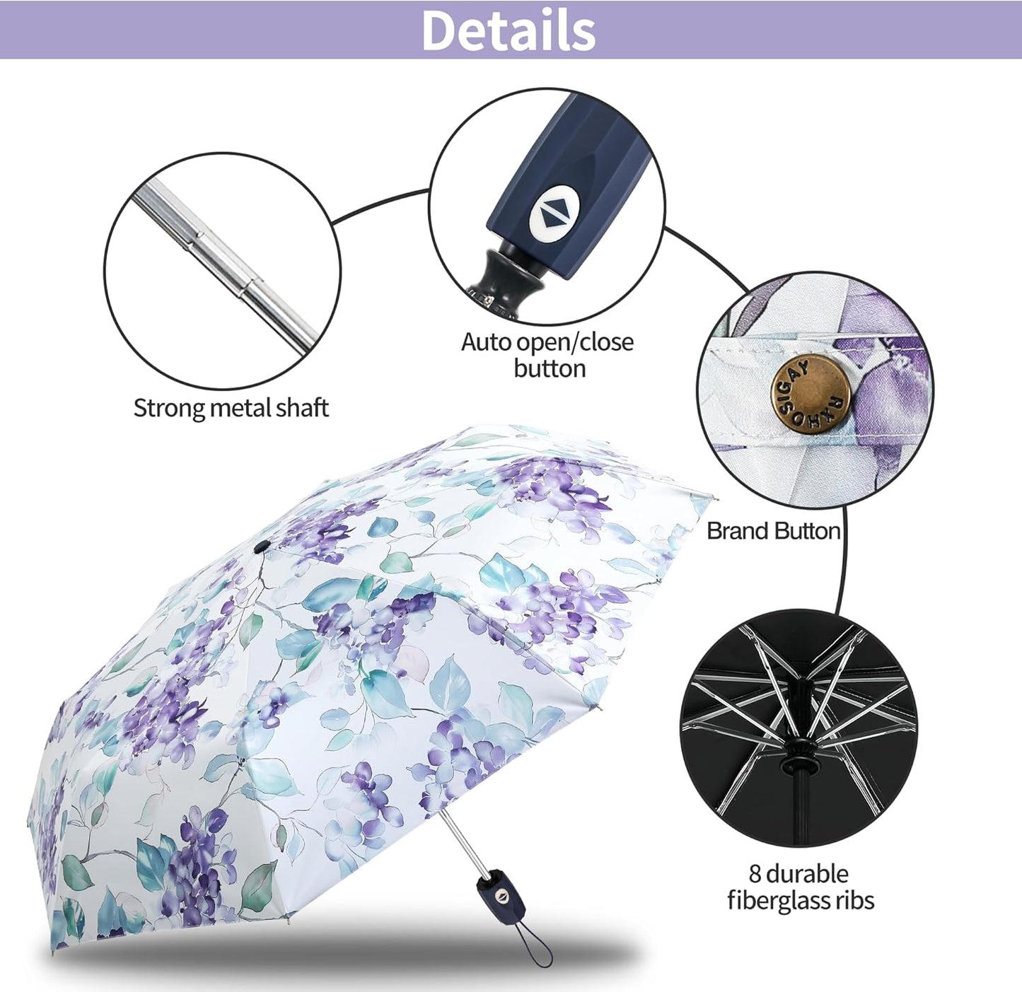 Color Coated Sun Umbrella UV Protection Compact Folding Windproof Parasols Travel Auto Open Close Shade Blocking UV