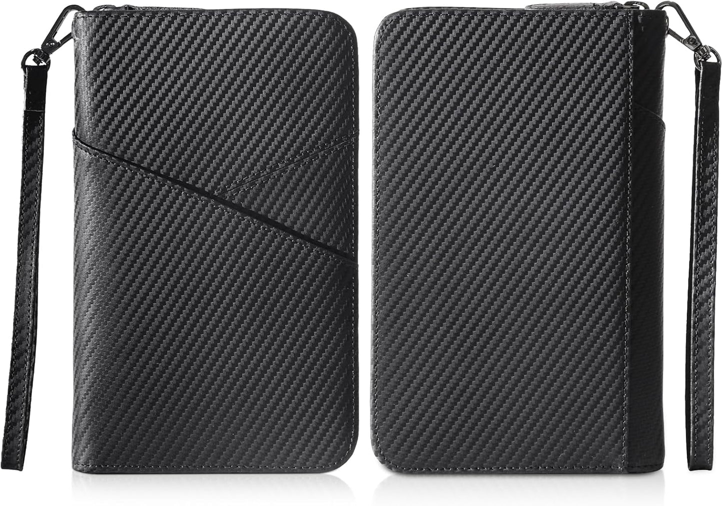 Polare Full Grain Leather Passport Holder With YKK Zipper RFID Blocking Travel Document Organizer Ticket Holder Cover Case Holds 2 Passports (Carbon Black)